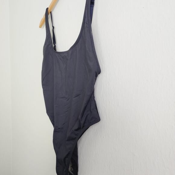 NEW SKIMS Black Onyx Recycled Swim Scoop Neck One Piece Swimsuit - Picture 5 of 11